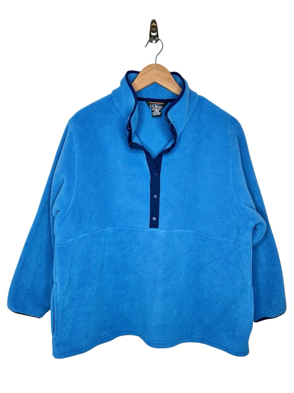 Vintage L.L. Bean Women's T-Snap Fleece Size 1X Polartec Pullover Blue Navy NOS